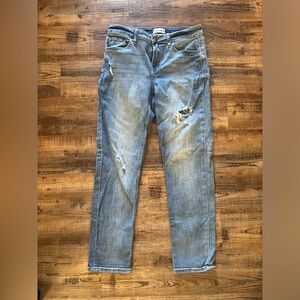 Blue Skinny Jeans with Distressed Vintage Look